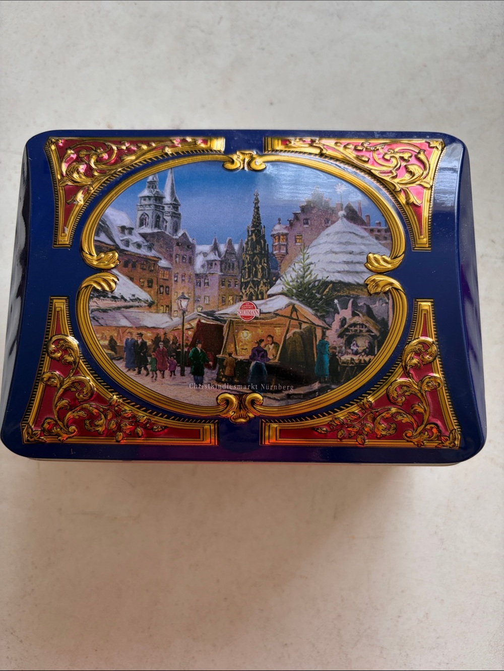 Vintage Schumann brand cookie tin from Nuremberg, Germany also a musical box